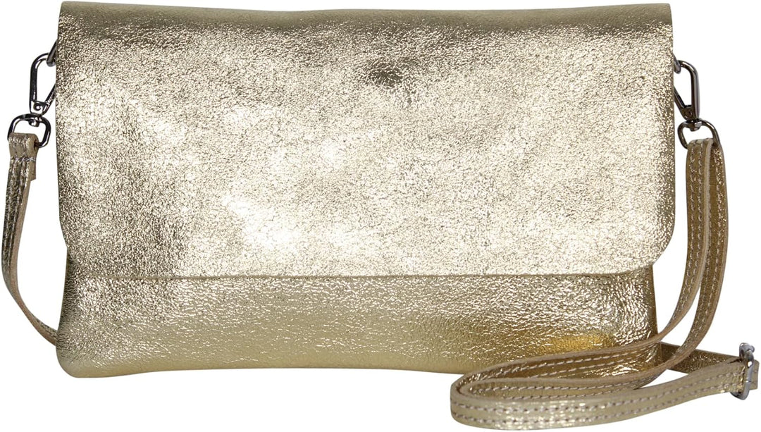 AmbraModa GLX11 - Damen Umhängetasche, Clutch, Handytasche aus echtem Leder mit abnehmbarem und vers