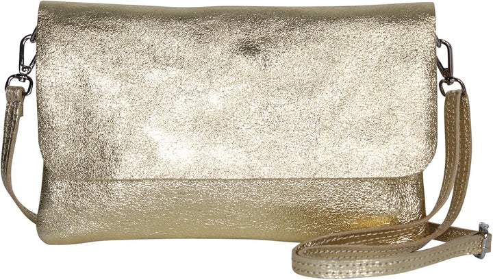 AmbraModa GLX11 - Damen Umhängetasche, Clutch, Handytasche aus echtem Leder mit abnehmbarem und vers