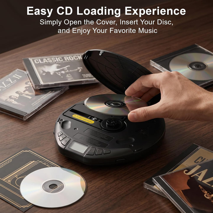 Gueray CD Spieler Tragbarer CD-Player Persönliche CD Player mit Kopfhörer LCD Display Anti-Skip Schu