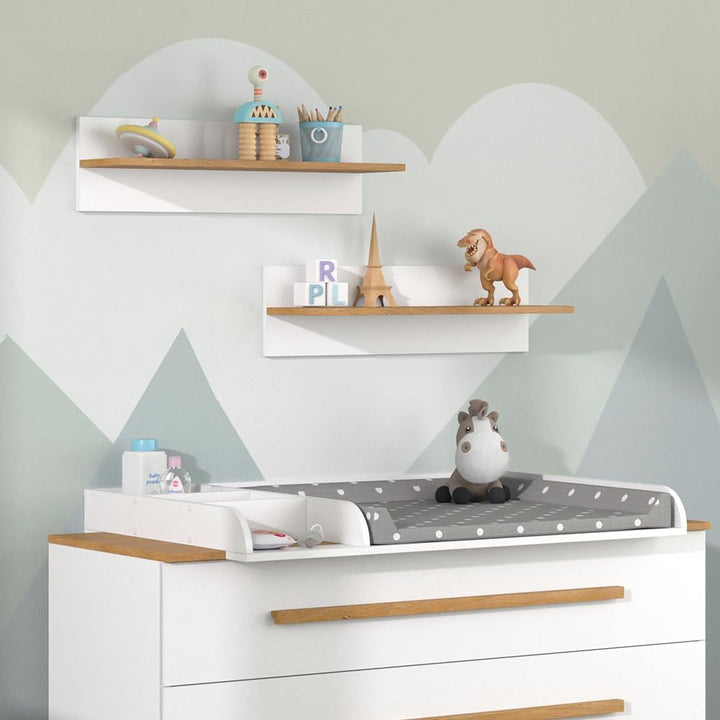 VitaliSpa Wandregal für das Kinderzimmer Malia, Weiss/Eiche, 70 x 20 cm, Weiss