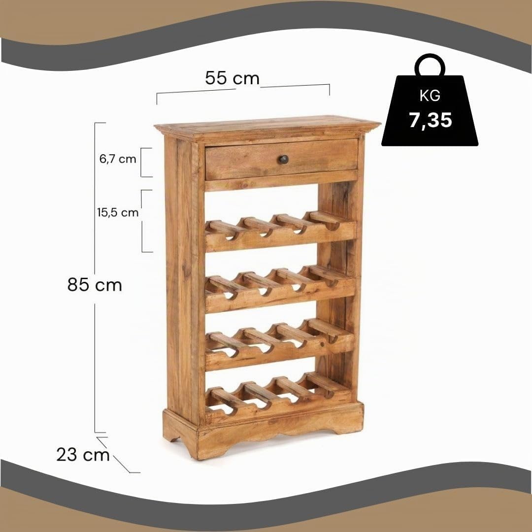 DESIGN DELIGHTS rustikales WEINREGAL Cortez 85 | 85x55cm(HxB) Massivholz | Flaschenregal, Weinflasch