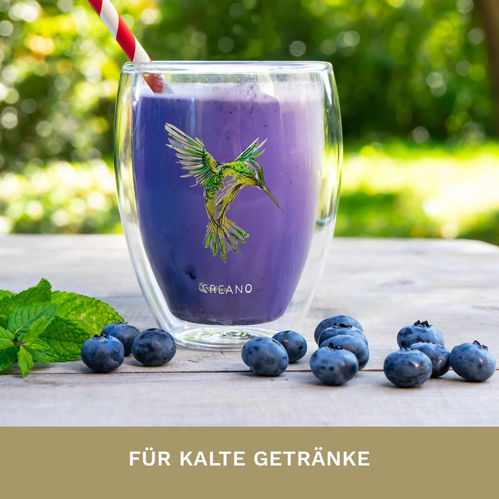 Creano doppelwandige Gläser Hummi, Latte Macchiato, Thermoglas mit Kolibri im 6-er Set, 250 ml, in d