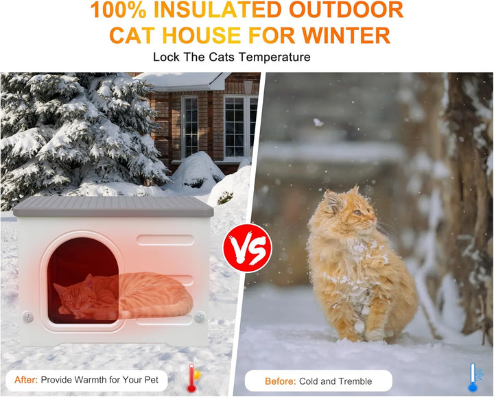 Katzenhäuser mit isolierter Auskleidung für Indoor-Katzen Kunststoff verwildert Outdoor-Katzenhaus W
