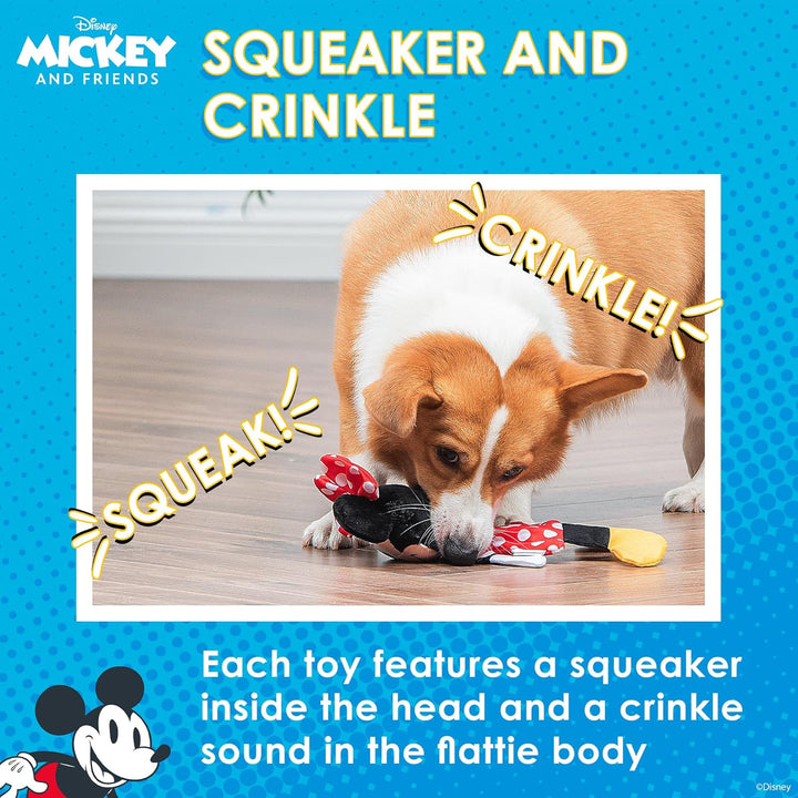 Disney for Pets Minnie Mouse Hundespielzeug aus Plüsch, quietschend mit flachem Knister-Körper, 34,3