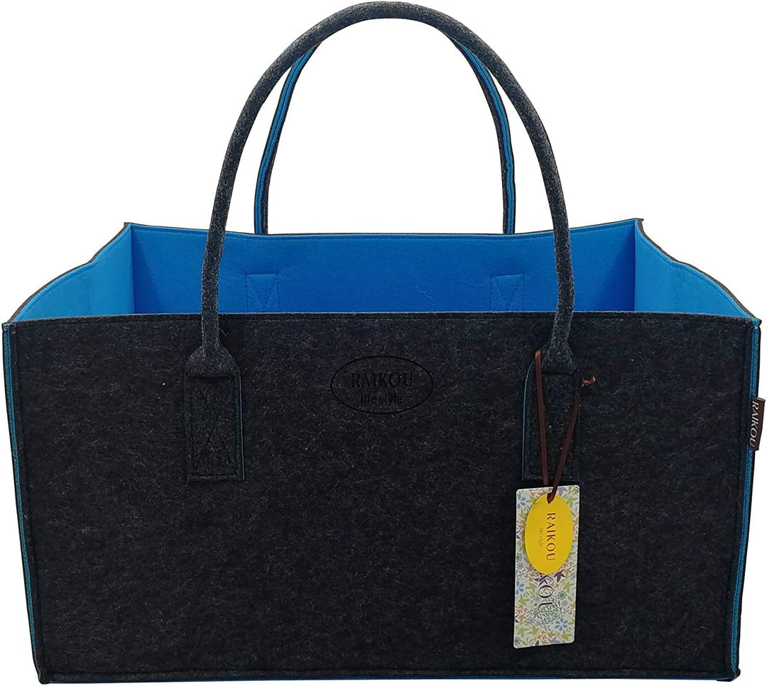 RAIKOU NEU Filztasche Shopper Holzkorb Einkaufstasche Henkeltasche Zeitungskorb Stabile Kaminholztas