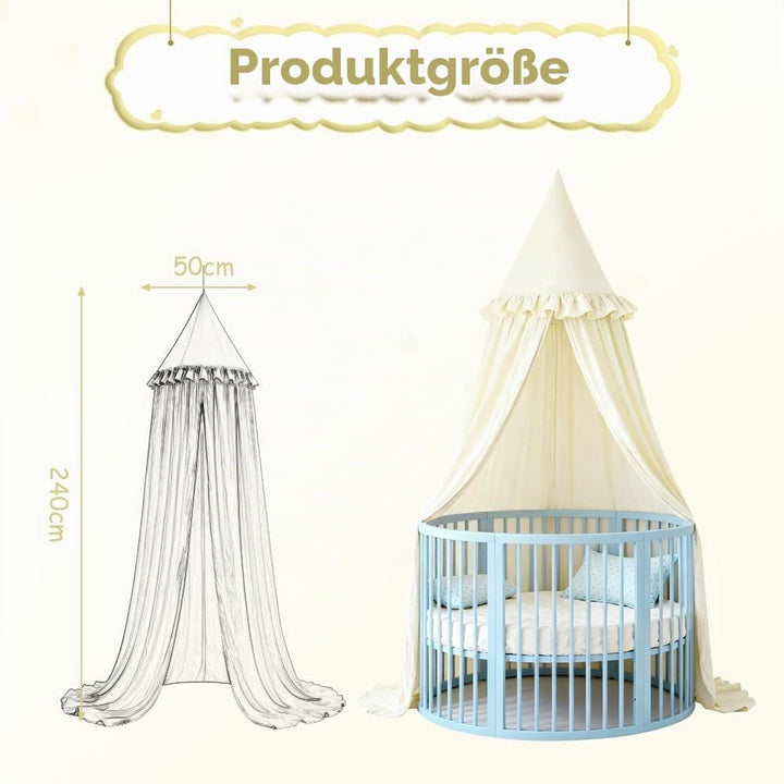 HOTUT Baldachin Kinderzimmer Vintage,Prinzessin Kinderbetthimmel mit Rüschen,Betthimmel Babybett Kin