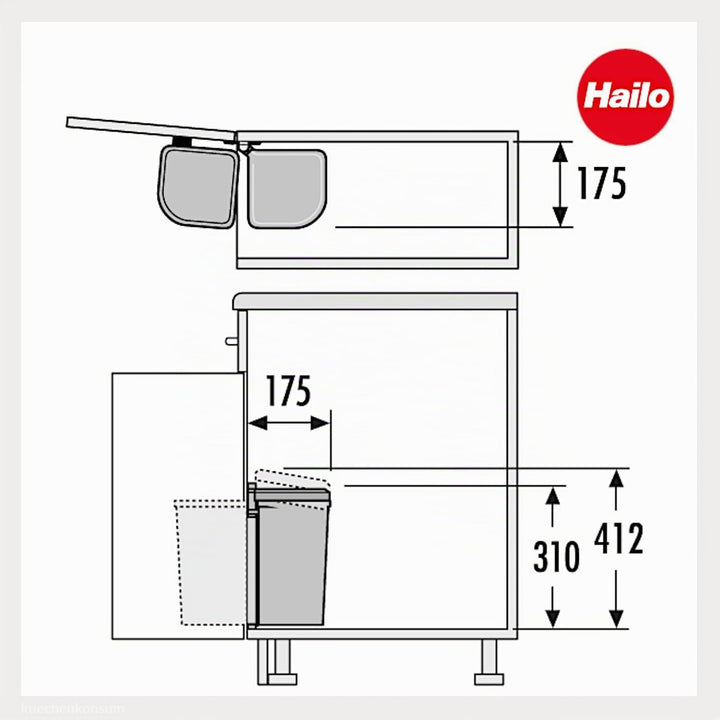 Hailo AS Pico 5 3505001 Einbau Abfallsammler weiss