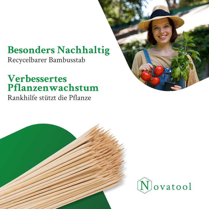 Novatool 600x Splittstäbe 40 cm x 4 mm I Natur I Rankstäbe Tomatenstäbe Rankstab Tomatenstab Blumenh