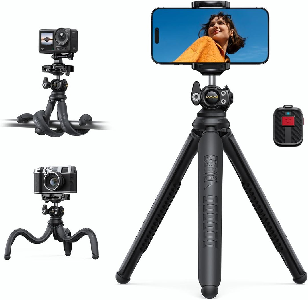 Lamicall Handy Stativ, Mini Stativ Halter - 2024 Handy Halterung Stativ für Smartphone & Kamera, Fle