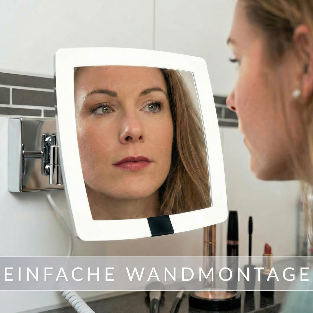Libaro LED Kosmetikspiegel mit Sensor Verona eckig 5fach Vergrösserungsspiegel quadratisch Wandmonta