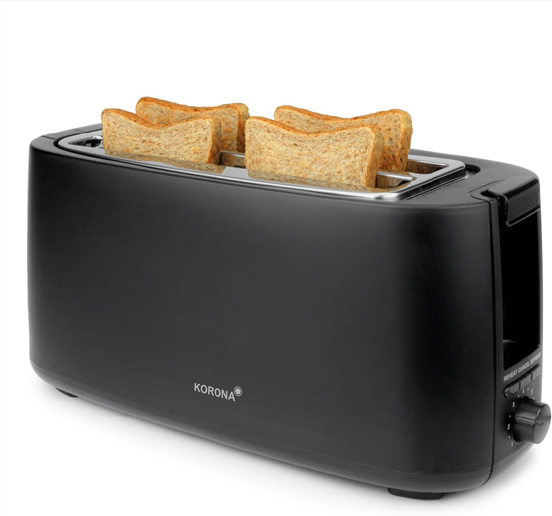 Korona 21060 Toaster 4 Scheiben | Langschlitz | einstellbarer Röstgrad | Auftauen | Rösten | Aufwärm