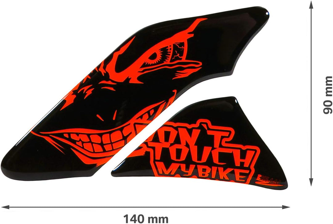 Tankpad Seitentank böse Augen neon rot orangekompatibel für Honda 800600