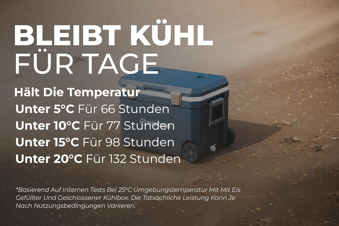 Subcold MOBI Rollkühlbox - Isolierte Kühlbox auf Rollen mit Griffen und Ablauf | Eiskühler für Reise