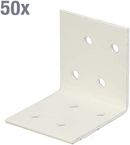 Alberts 846466 Winkelverbinder | verzinkt, weiss kunststoffbeschichtet | 40 x 40 x 40 mm | 50er Set