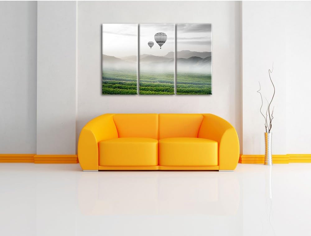 Pixxprint Heissluftballon Landschaft als Leinwandbild/Grösse: 3 Teilig (120x80) cm/Wandbild/Kunstdru