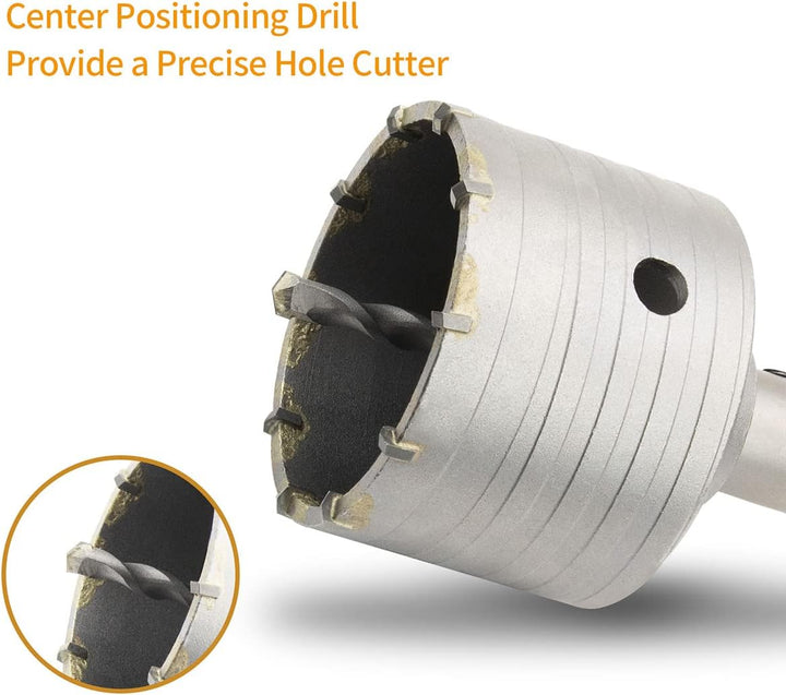 Meccion Lochsäge Hohl Bohrkrone 100mm mit SDS Plus Adapter 110 mm und Zentrierbohrer, Dosensenker Ha