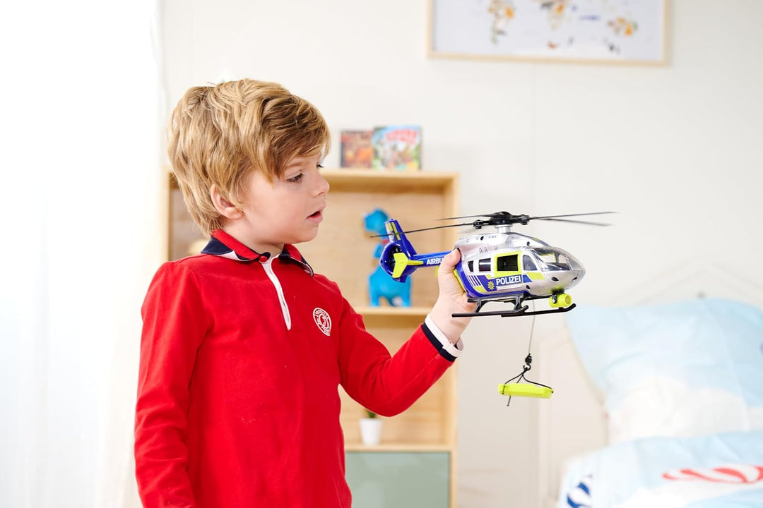 Dickie - Helikopter Police 36 cm, mit Lichtern, Geräuschen, Winde und Trage, 203716028038