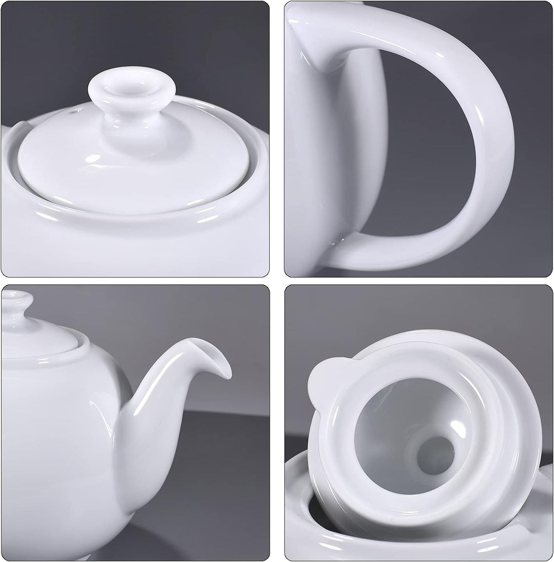 Teekanne Swansea Weiss 1,1 L Porzellan Teekanne für Teebeutel, tropffrei, Teapot Englisch grosse Por
