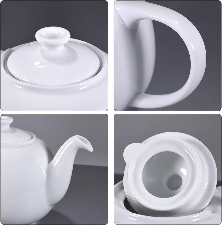 Teekanne Swansea Weiss 1,1 L Porzellan Teekanne für Teebeutel, tropffrei, Teapot Englisch grosse Por