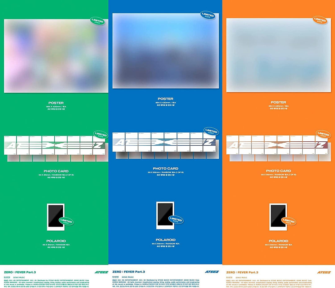Genie Music ATEEZ – Zero : Fever Part.3 [A ver.] (7. Mini-Album) Album + limitiertes gefaltetes Post