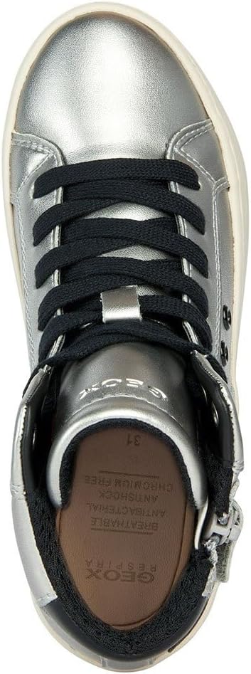 Geox Mädchen J Kalispera Girl A Sneaker 24 EU Dk Silver Black, 24 EU Dk Silver Black