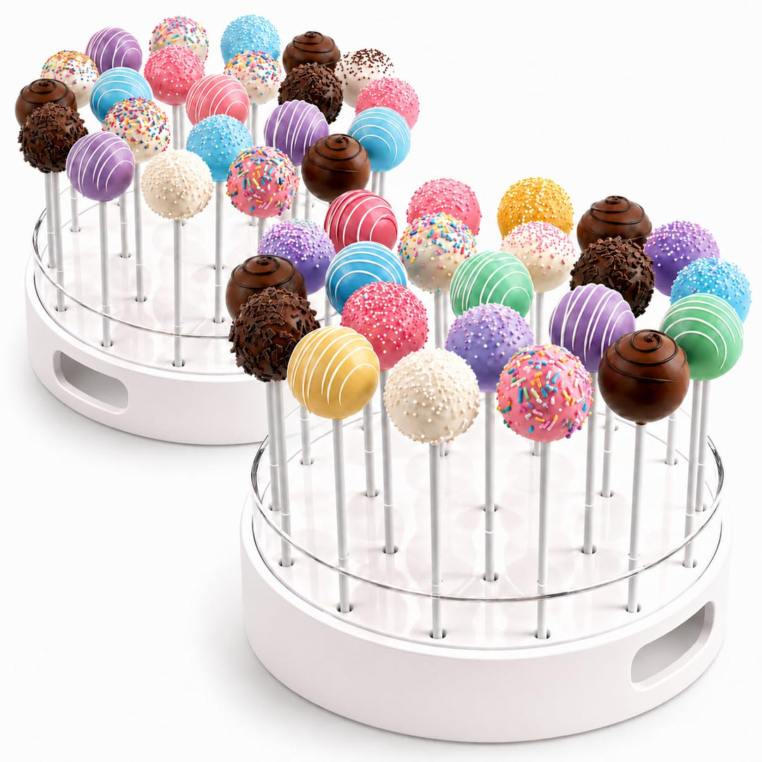 Cake Pop Ständer mit 22 Löchern (2er-Pack), transparenter Cake Pop Halter mit Griffen, 2-stufiges Di