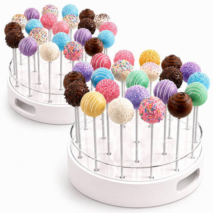 Cake Pop Ständer mit 22 Löchern (2er-Pack), transparenter Cake Pop Halter mit Griffen, 2-stufiges Di