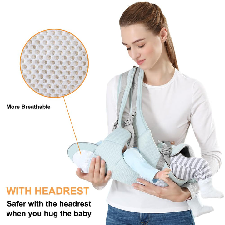 Azeekoom Babytrage Ergonomischemit Hüftsitz, Baumwolle Kindertrage Dorsal und Ventral, Leicht Atmung