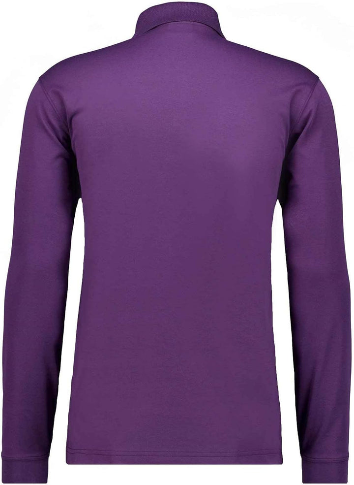 RAGMAN Herren Softknit-Polo mit Brusttasche, Langarm L Aubergine-487, L Aubergine-487