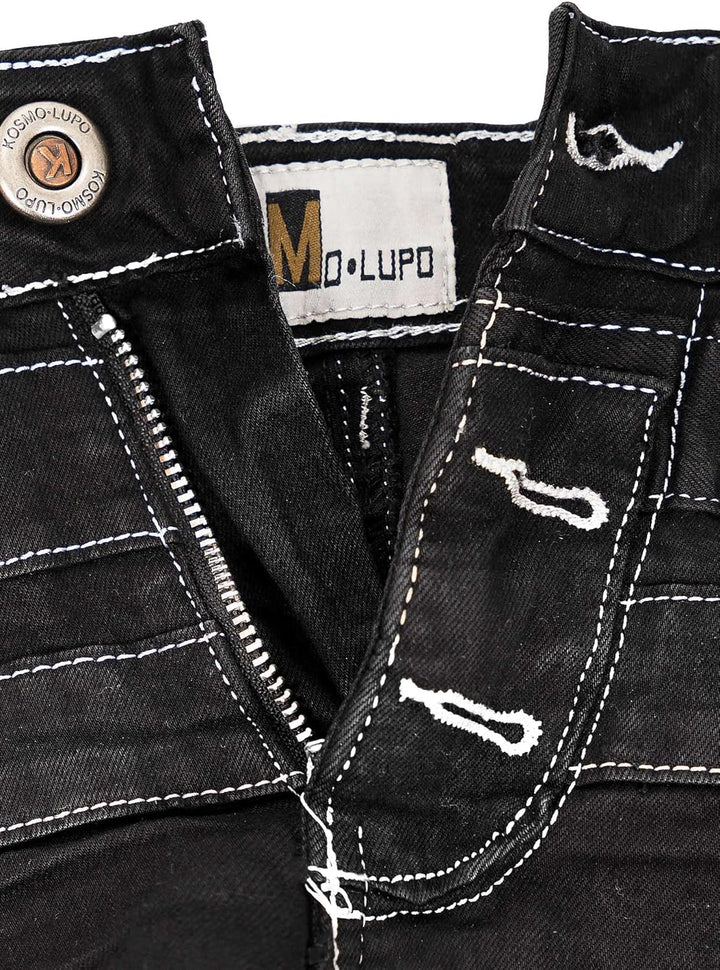 Kosmo Lupo Herren Jeans Extravagant Besondere Designs 40W / 34L Schwarz - 24, 40W / 34L Schwarz - 24