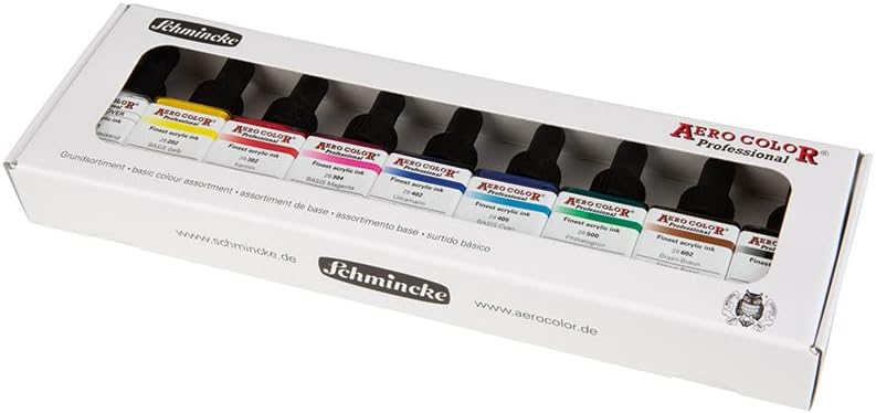 Schmincke - AERO COLOR Professional Grundfarben, 9 x 28 ml, 81 108 097, feinst-flüssige und höchst l