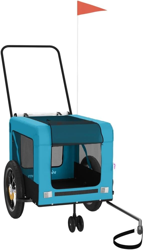Fahrradanhänger für Haustiere, aus Oxford-Gewebe, Eisen, Blau und Schwarz vidaXL
