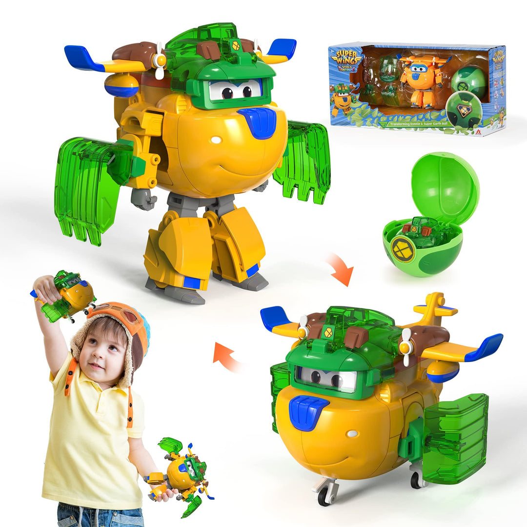 Super Wings Super Iron Donnie 5", Super Ball-Earth Power, Spielzeugflugzeug, Verwandelbares Spielzeu