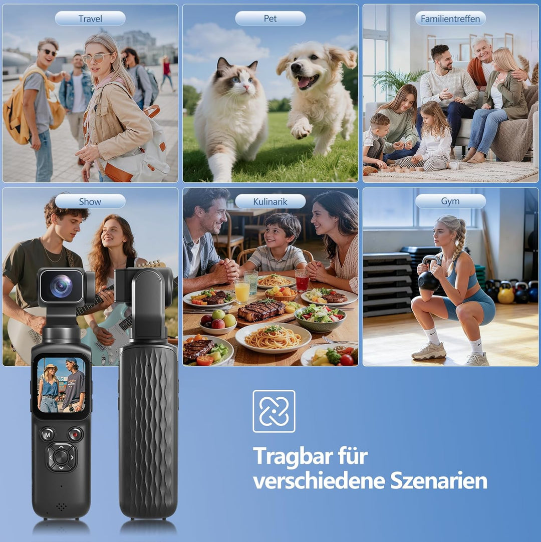 Vlog Kamera 4K, WLAN 75MP Vlogging Kamera, 1.72'' Touchscreen, schnelles Scharfstellen, Gesichtsverf