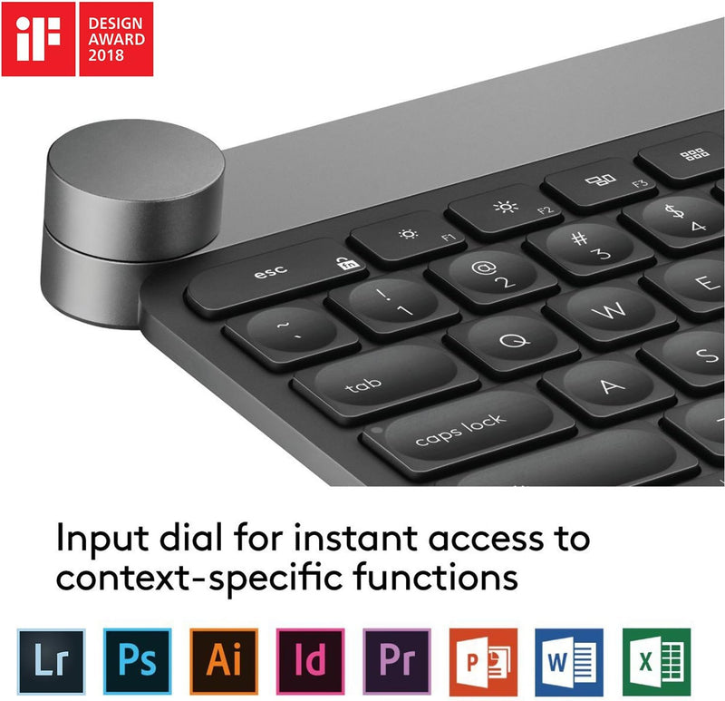 Logitech Craft Kabellose Tastatur, Bluetooth & 2.4 GHz Wireless Verbindung, Programmierbarer Drehreg