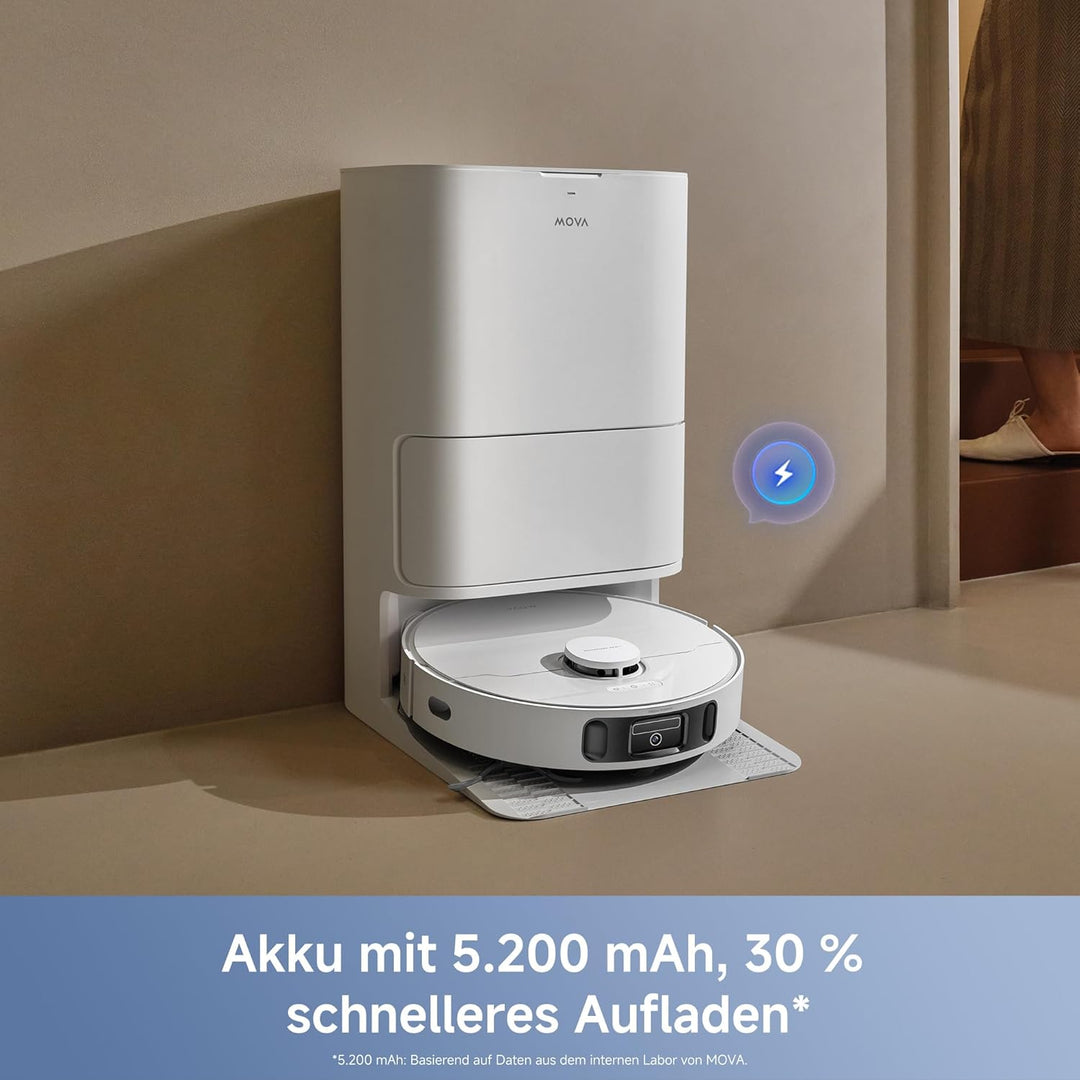 Mova E40 Ultra Saugroboter mit Wischfunktion, Autom. Leerung und 19.000 Pa, MaxiReach-Wischmopp-T.,