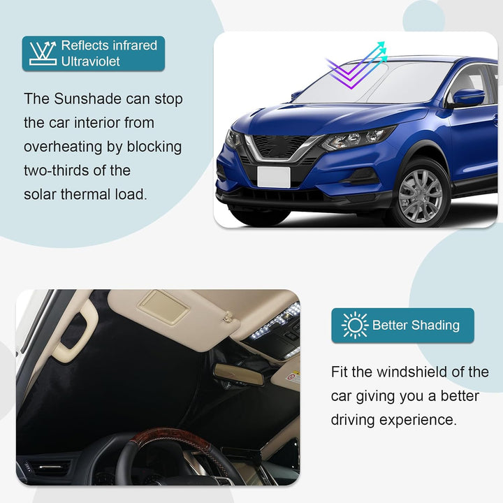 [Upgrade] CDEFG Kompatibel mit Nissan Qashqai J11 2014-2021 Sonnenschutz Abdeckungen Frontscheibe So
