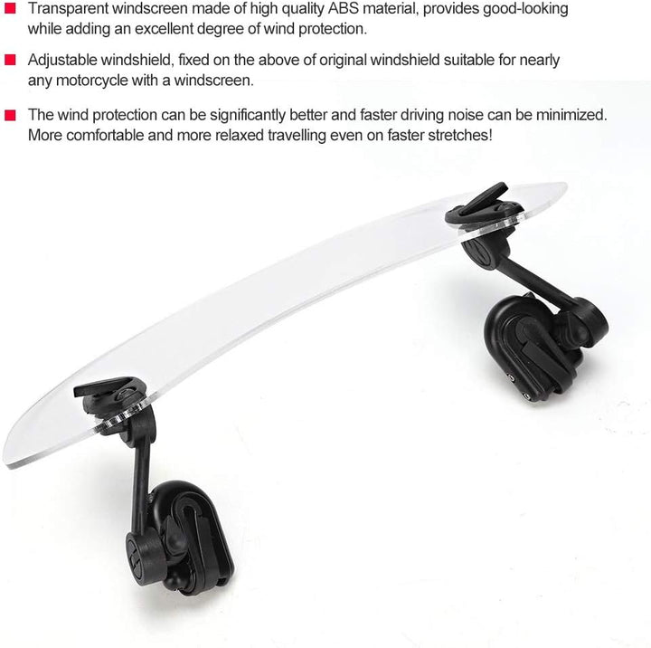 DEWIN Windabweiser Motorrad, Universal Windschutzscheibe Motorrad Windschild Spoiler Universal Motor