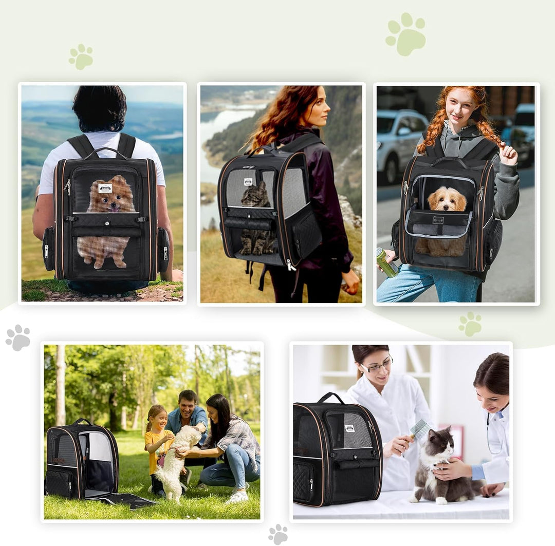 Erweiterbar Katzenrucksack Hunderucksack für Katzen Hunde bis 8kg, Gross Katzen Rucksack Faltbare Ha