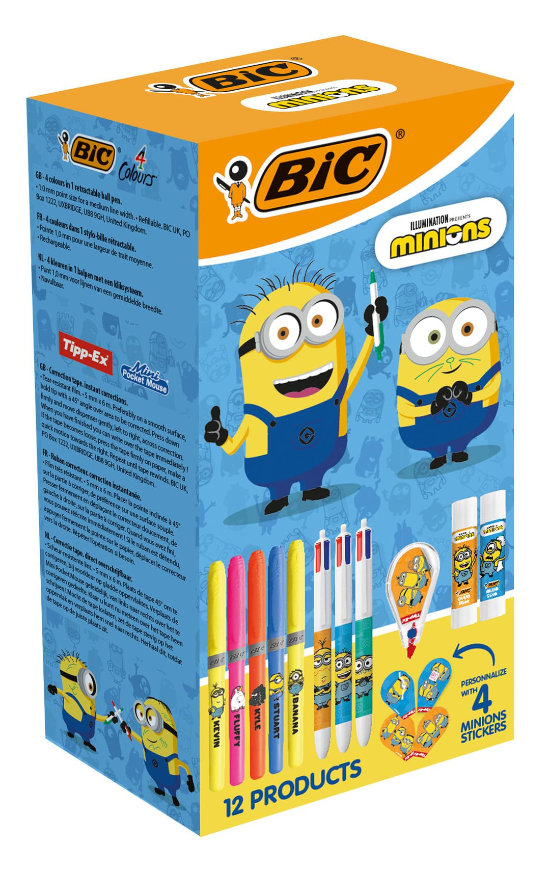BIC Minions Schreibwaren-Set, limitierte Edition, 4 Farben, Kugelschreiber, mittlere Spitze (1,0 mm)