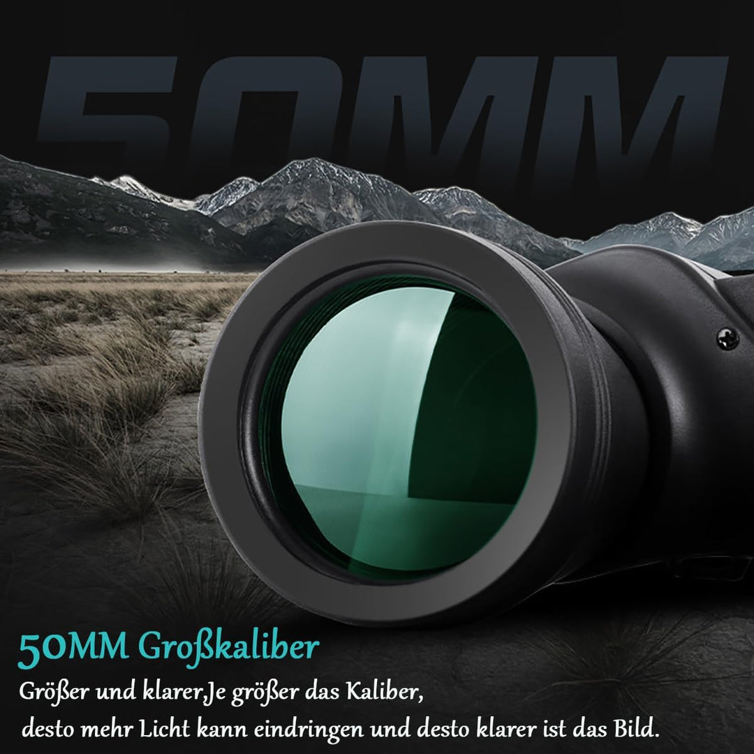 Fernglas für Erwachsene 20x50，27MM Okular HD Ferngläser mit Nachtsicht FMC-Linse Feldstecher und Tra