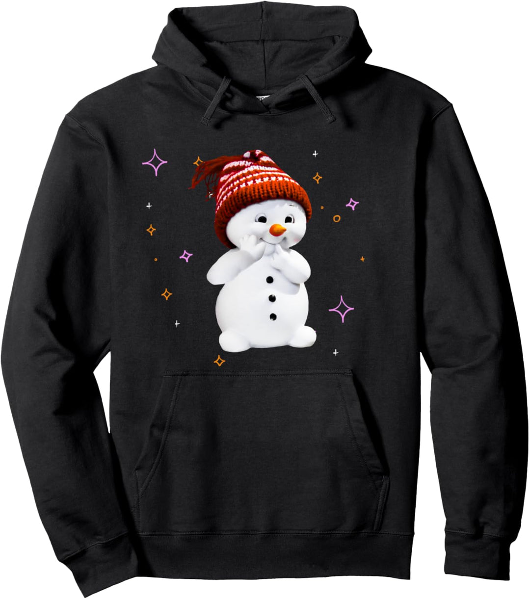 Netter Schneemann mit Schneeflockengeschenk für Weihnachten Pullover Hoodie