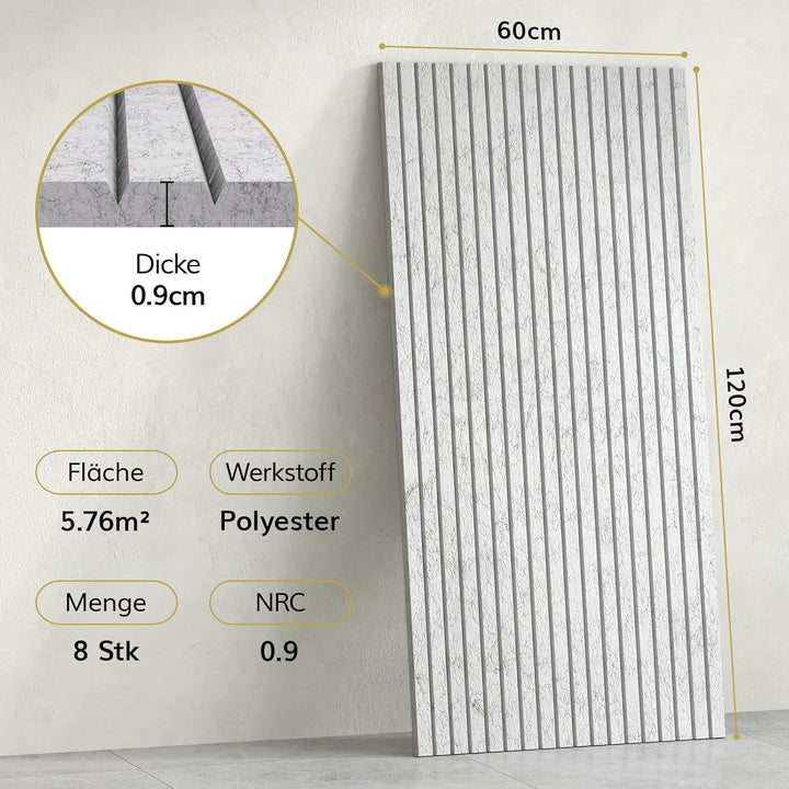 TONOR 8 Pack Akustikpaneele selbstklebend, 120x60x0.9 cm Schalldämmung Schallschutz wand Schallschut