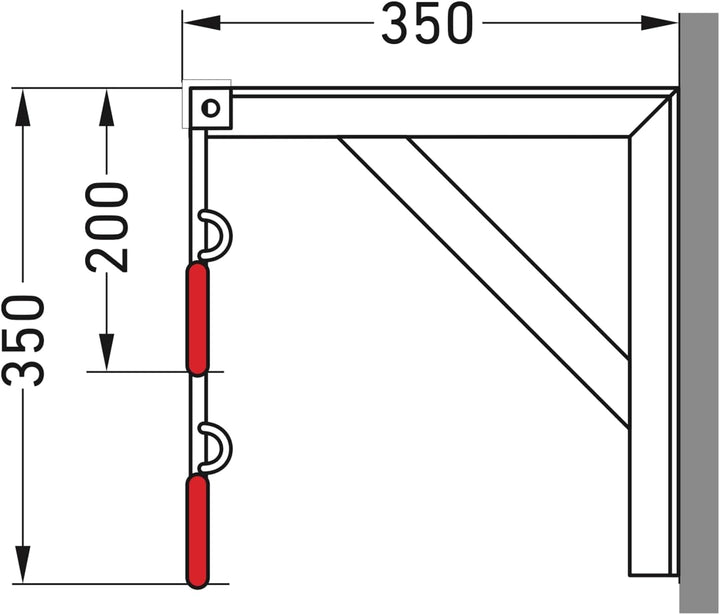 Fahrrad-Hängeparksystem 3874, zur Wandmontage | Fahrradständer für 4 Fahrräder | Reihen-Hängeparker