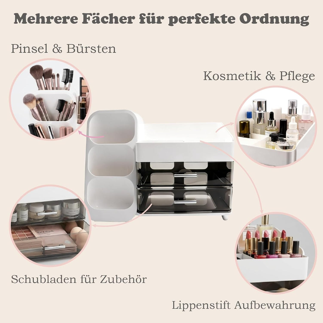 Make-Up Organizer für Kosmetik und Schminktisch Organizer, grosse Kapazität mit 3 Schubladen, robust
