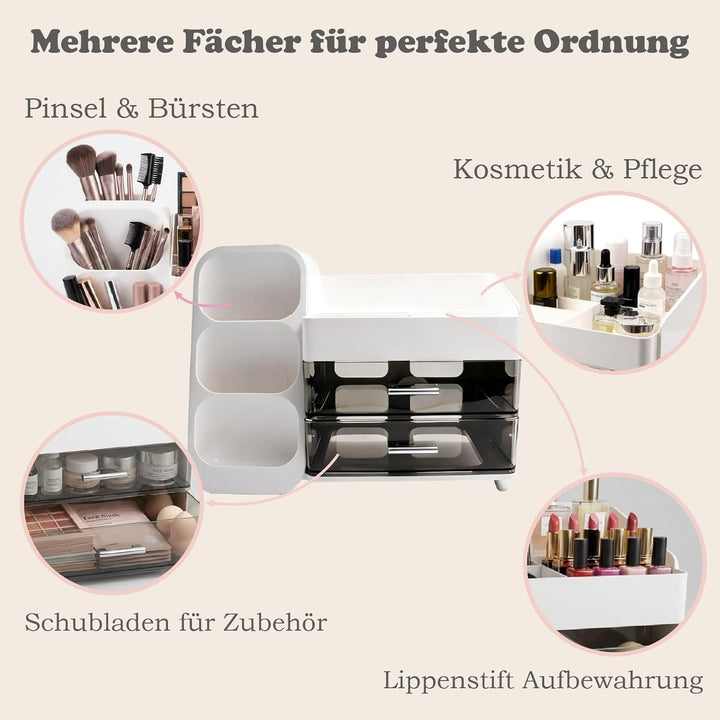 Make-Up Organizer für Kosmetik und Schminktisch Organizer, grosse Kapazität mit 3 Schubladen, robust