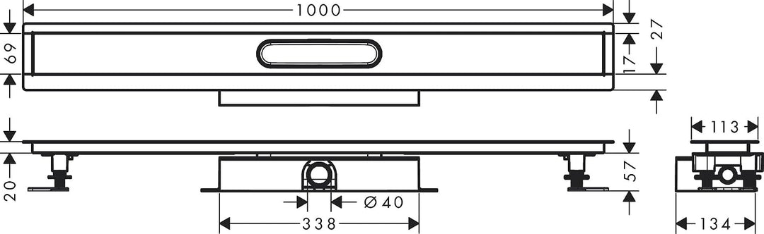 hansgrohe uBox universal Komplettset (Installationsset + Grundkörper) 1000mm für flache Installation