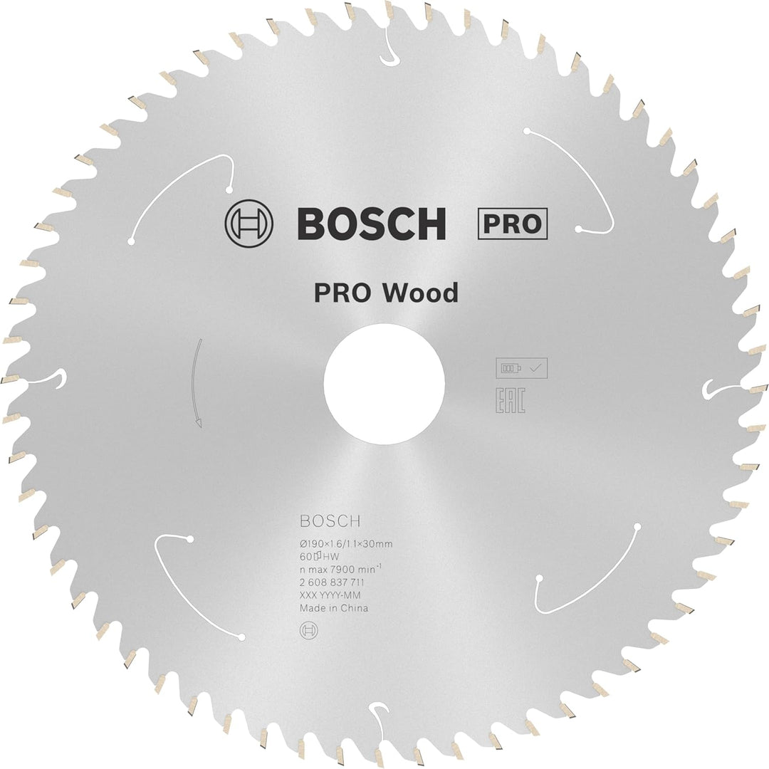 Bosch Accessories 1x Kreissägeblatt Standard for Wood (Holz, Sägeblatt Ø 190 x 30 x 1,6 mm, 60 Zähne