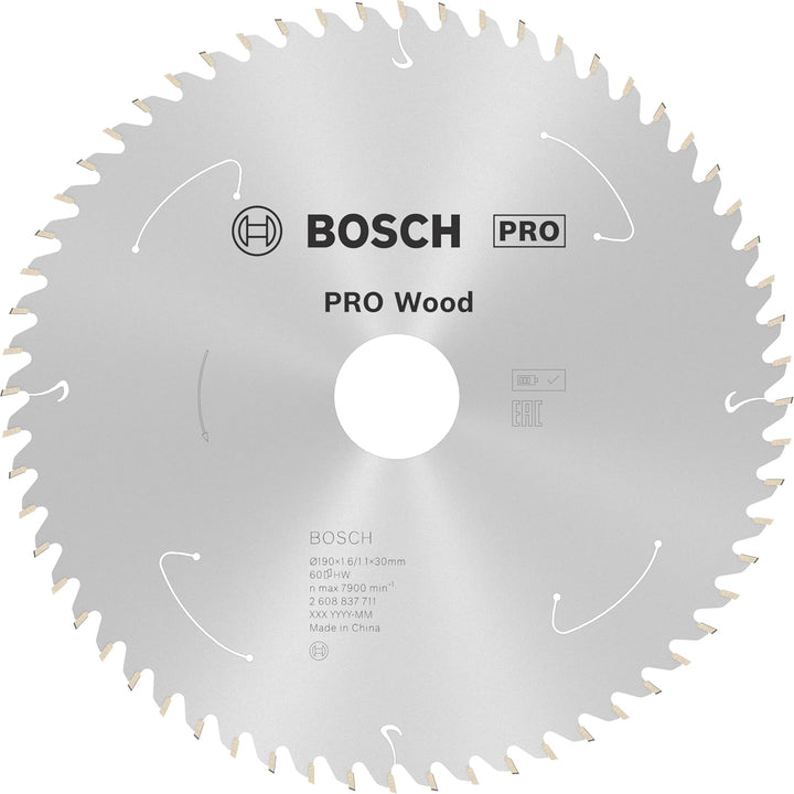 Bosch Accessories 1x Kreissägeblatt Standard for Wood (Holz, Sägeblatt Ø 190 x 30 x 1,6 mm, 60 Zähne