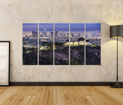 islandburner Bild Bilder auf Leinwand Griffith Obervatory und im Stadtzentrum Skyline Los Angeles Wa